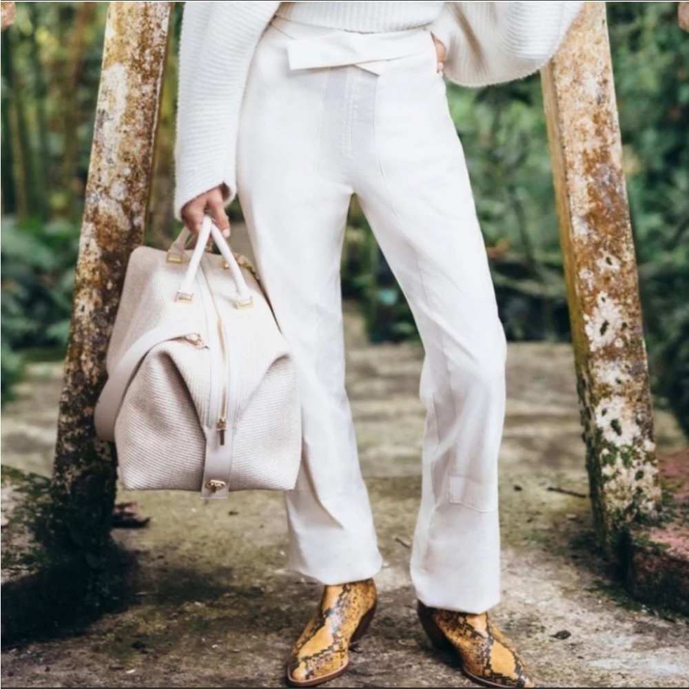New. Cult Gaia Melina Foldover Waist Linen Blend Pants Size 4